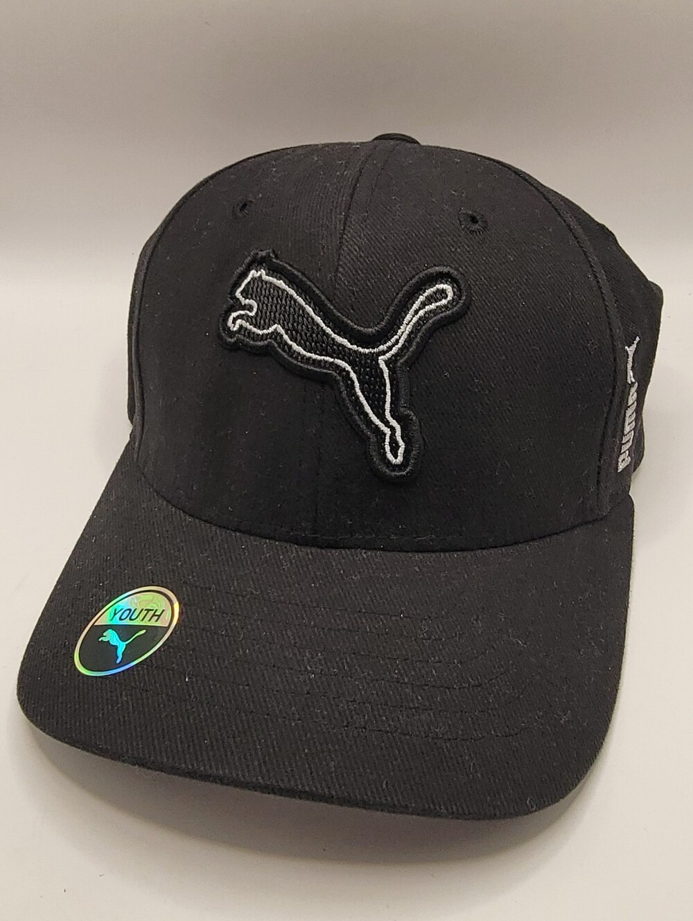 Puma Youth Black Cap with Embroidered Puma Patch